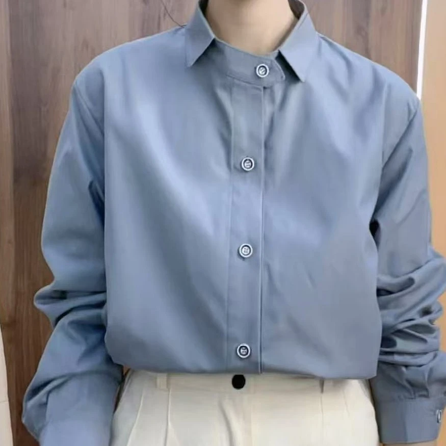 【有运补】2025春秋季新款宽松显瘦韩版简约娃娃领长袖减龄衬衫