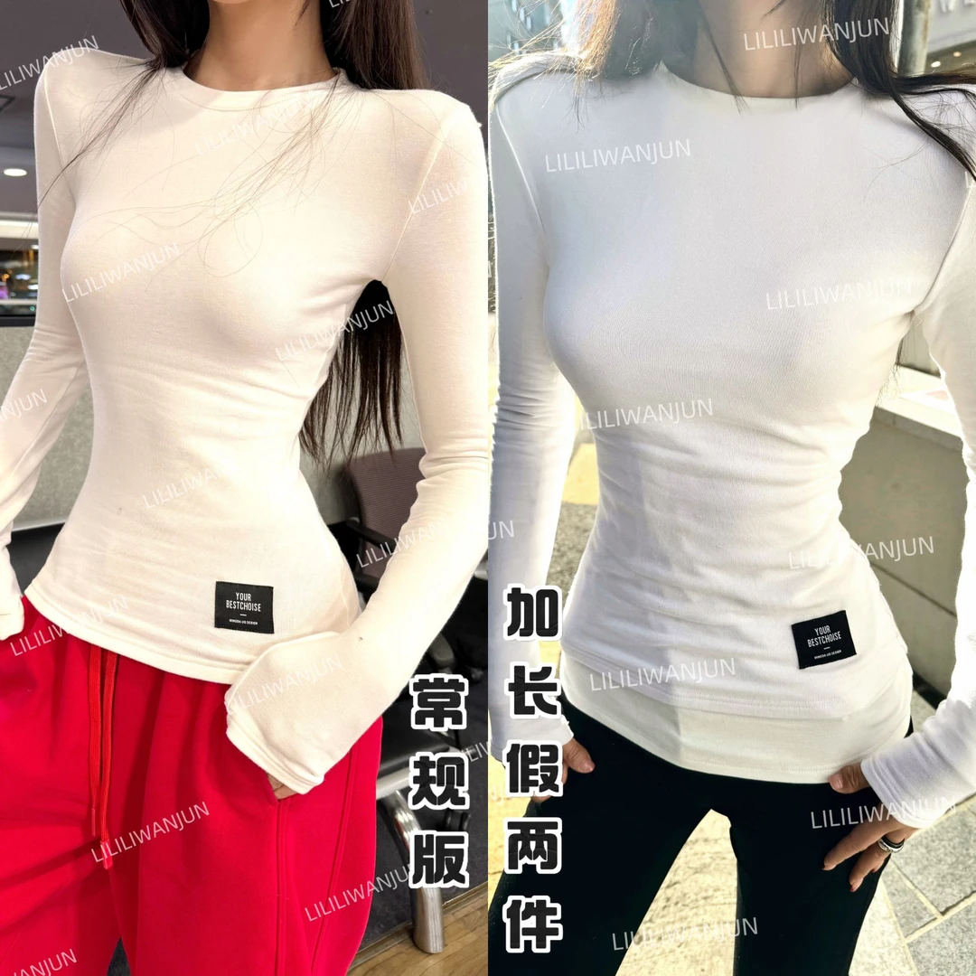LI婉君【有两个版本】韩系秋冬加绒百搭insT恤上衣LWJ24D4T2474