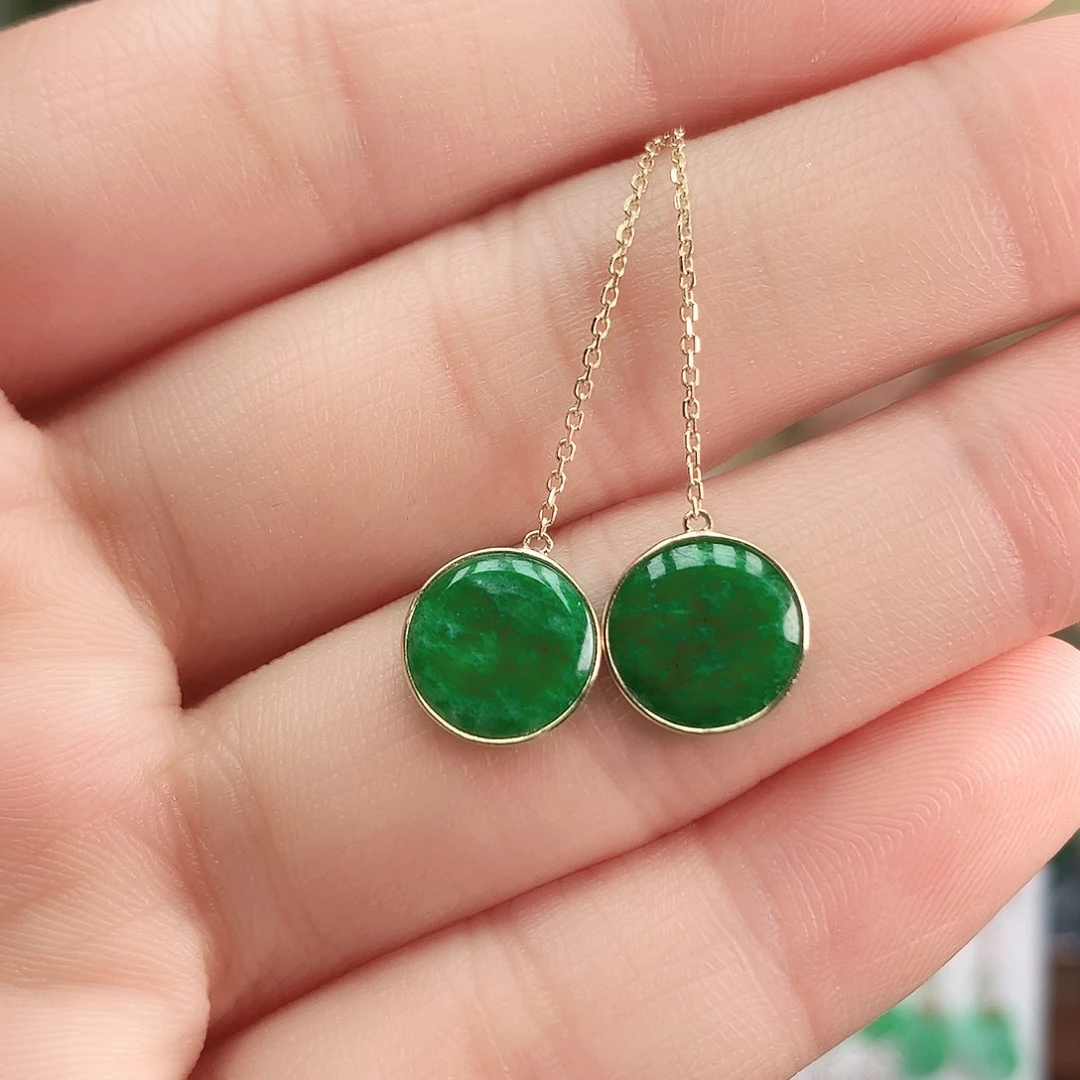 翡翠耳饰18K金镶嵌耳饰