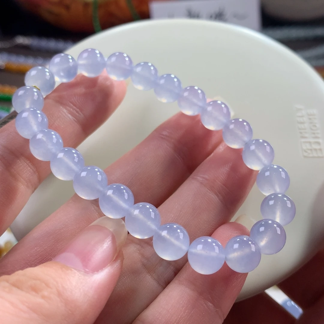 翡翠未镶嵌手链翡翠玻璃钢淡色梦幻仙紫卡8