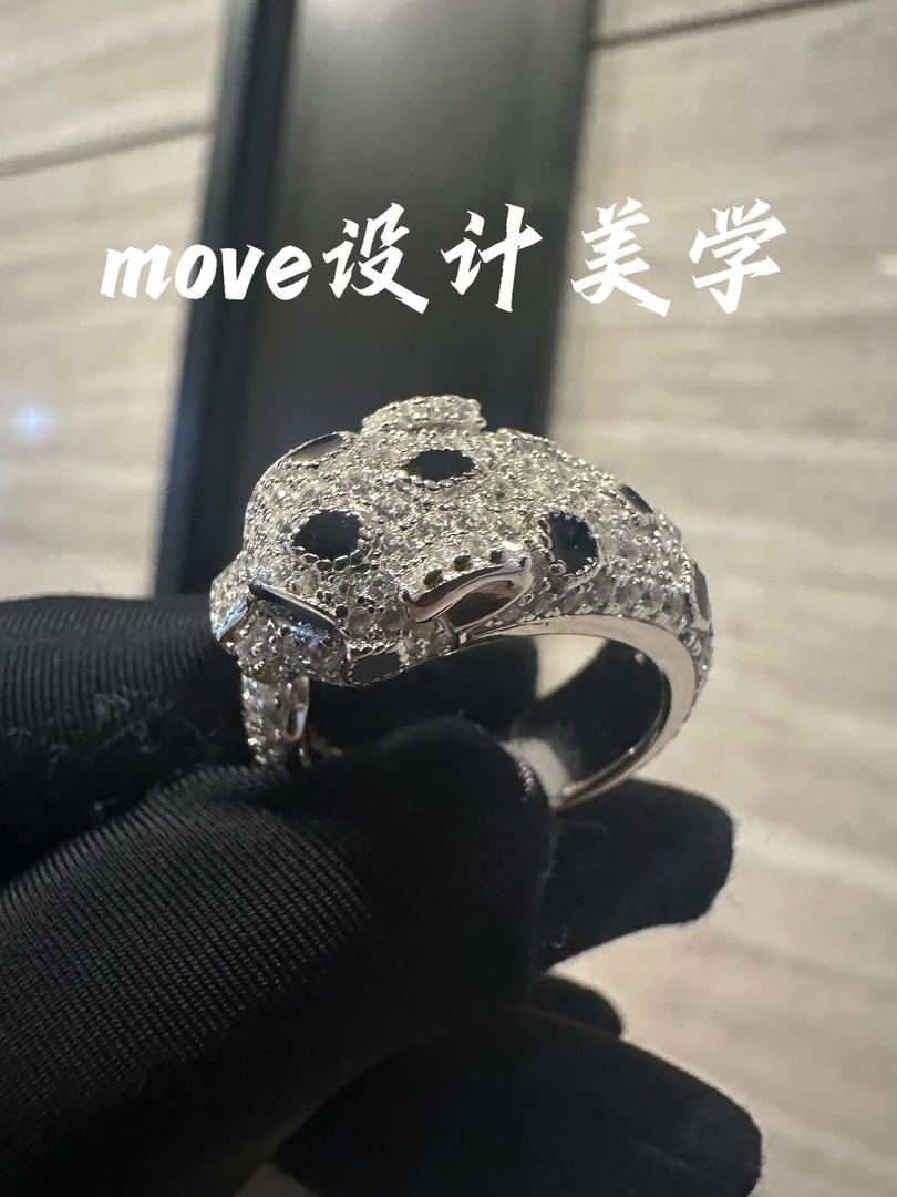 925银合成锆石戒指 【黑豹子】重工活口