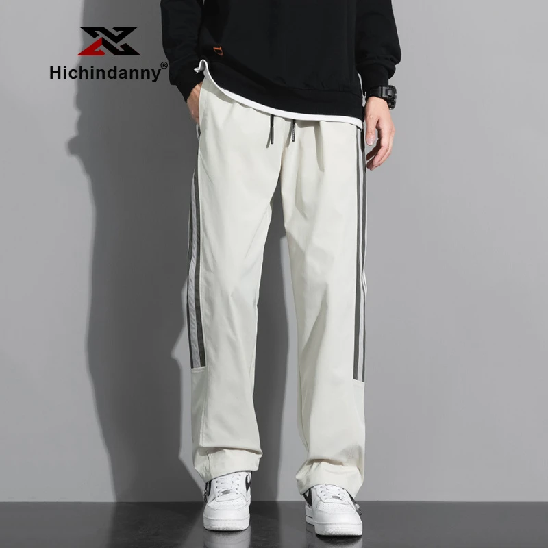 HICHIN户外防风防水冲锋裤男士新款春秋季宽松休闲运动条纹长裤