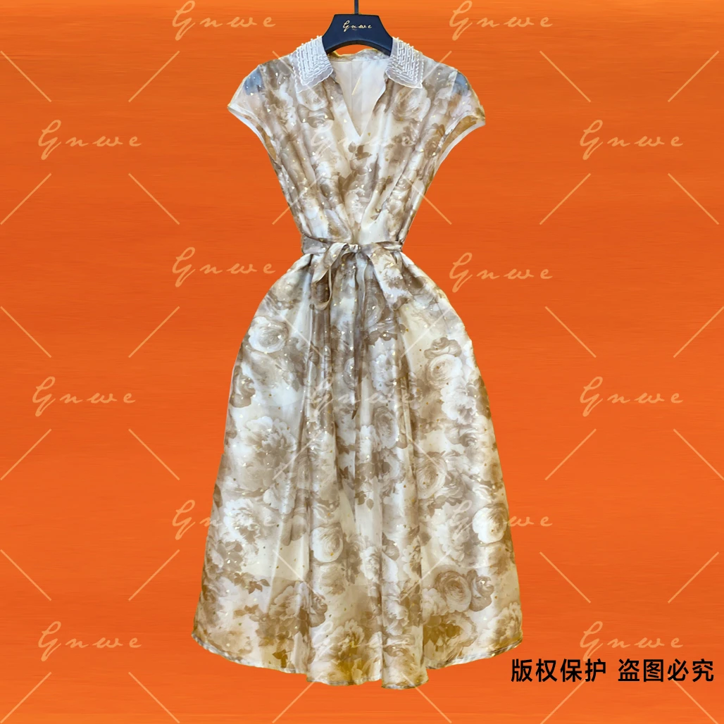 【私人订制】夏季新款轻奢高定洋气优雅连衣裙G0423