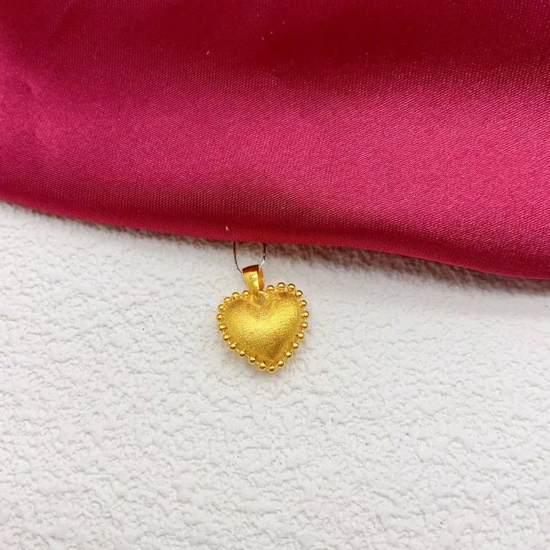 【木韵阁】足金999 黄金5G磨砂爱心拉丝爱心吊坠黄金吊坠 2.44