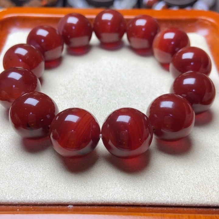 玛瑙/玉髓未镶嵌手串酒红缠丝