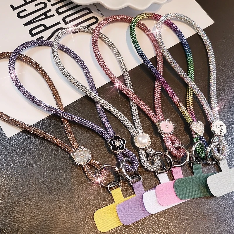 挂链小香风满钻手机挂绳短款手腕手提绳挂件手机链闪钻防丢手机绳