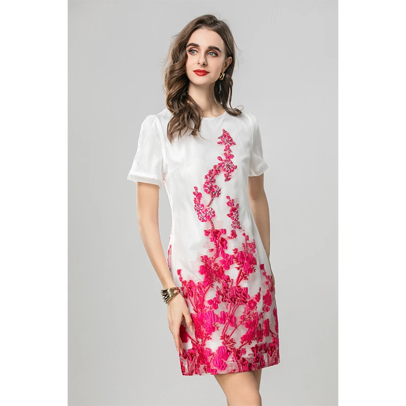 530款 花开富贵 巴黎时装周 高品质 短袖连衣裙女装