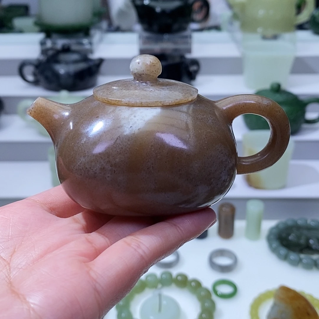 和田玉未镶嵌挂件茶壶