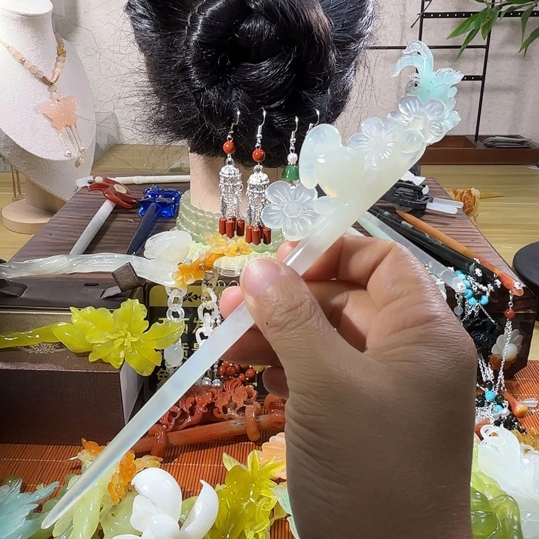 蛇纹石玉合金发饰