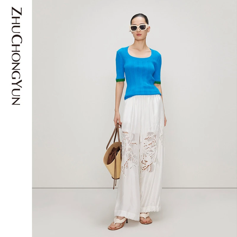 【米儿精选】ZHUCHONGYUN修身短袖针织上衣气质打底衫