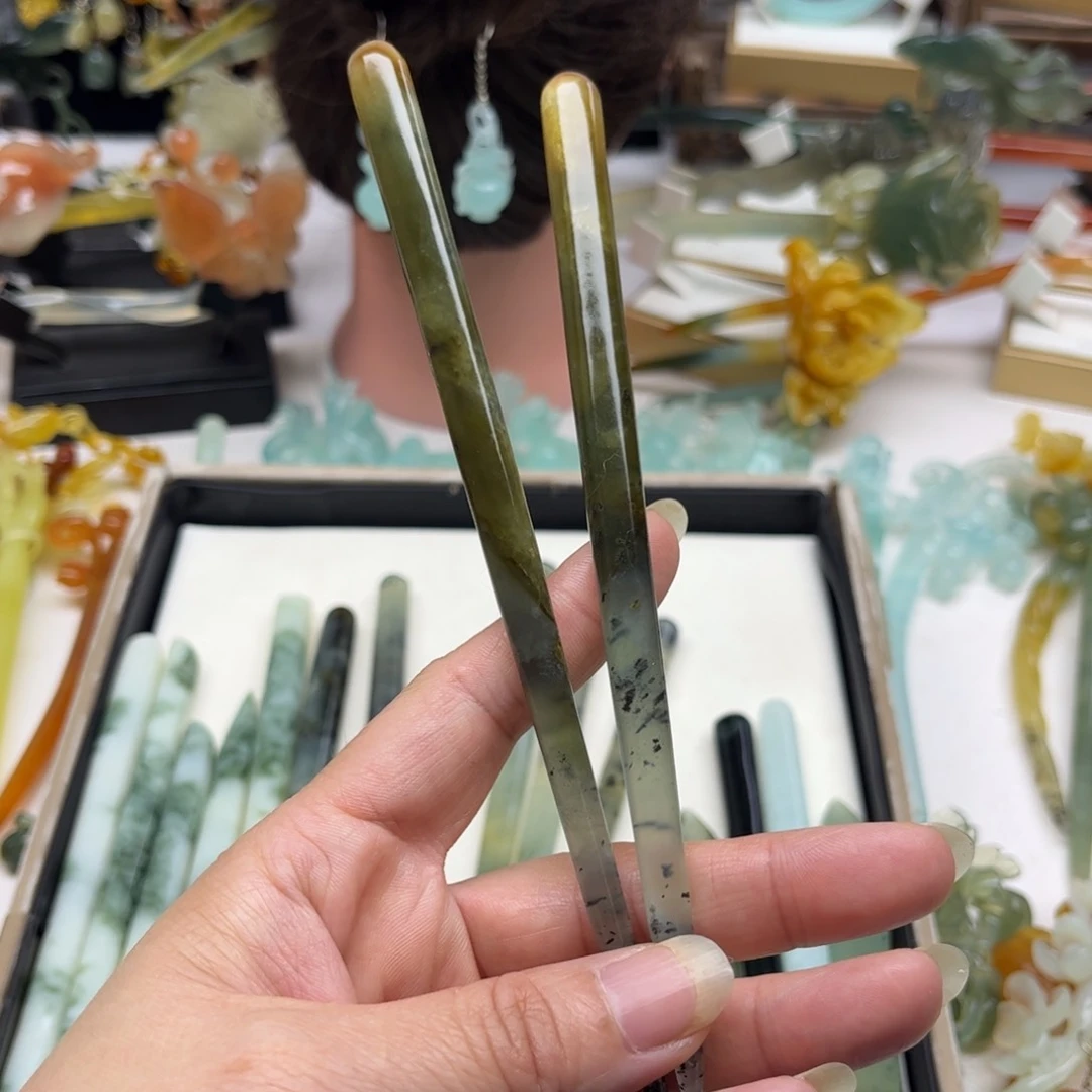 蛇纹石玉发饰合金