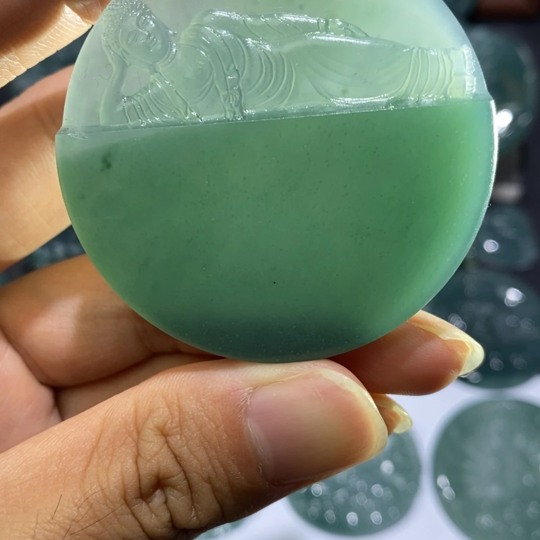 定制翡翠未镶嵌俏色巧雕卧佛