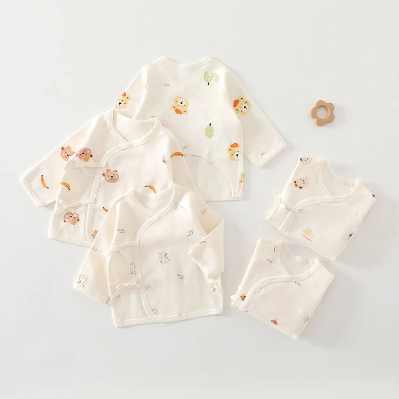 初生婴儿春秋0-3月纯棉新生儿衣服a类无骨绑带和尚服半背衣贴身保