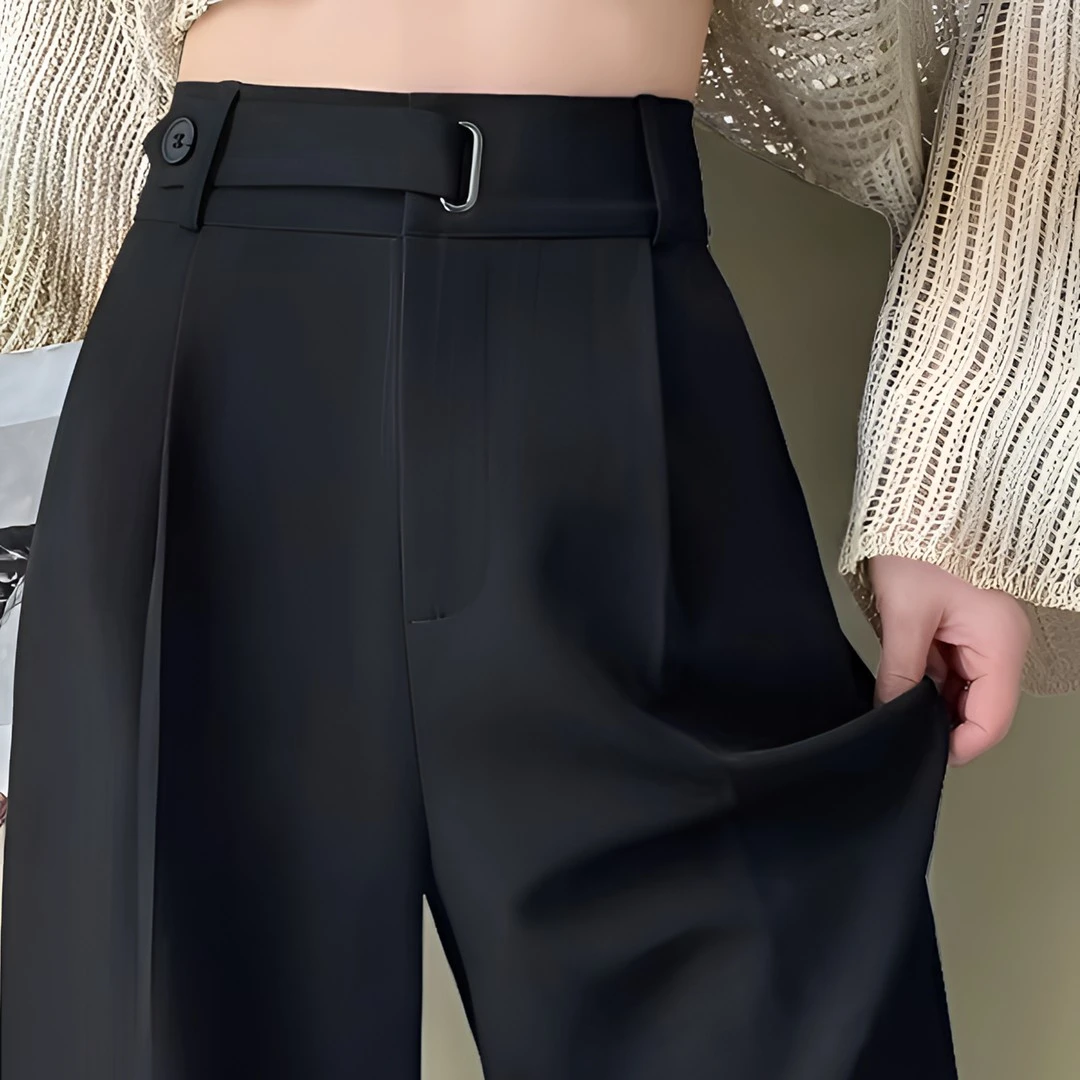 西装阔腿裤女薄款拖地百搭显瘦春秋直筒垂感高腰宽松小个子休闲裤