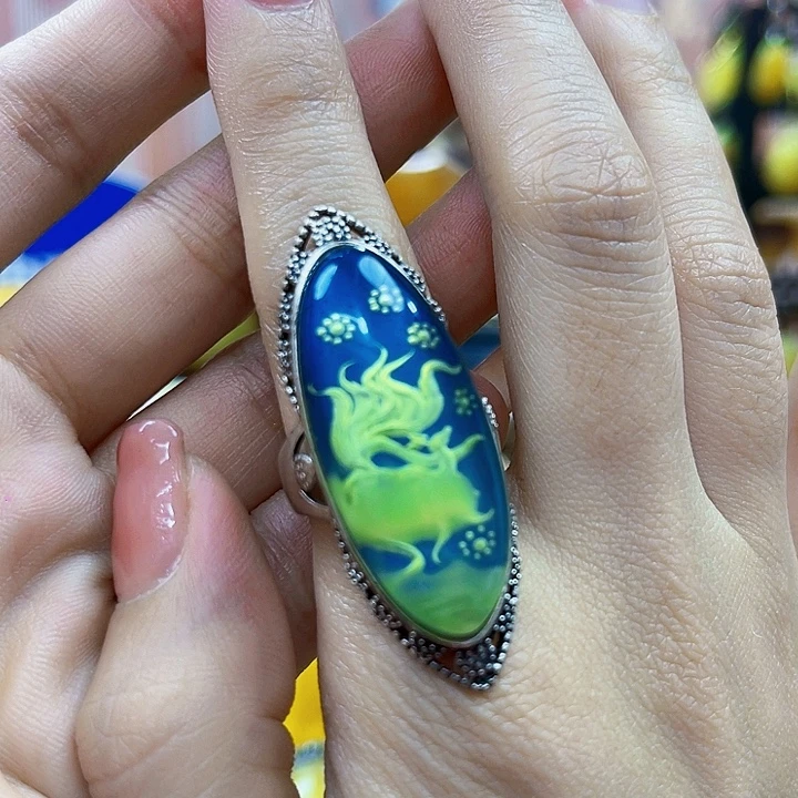 蜜蜡银S925镶嵌裸石戒指