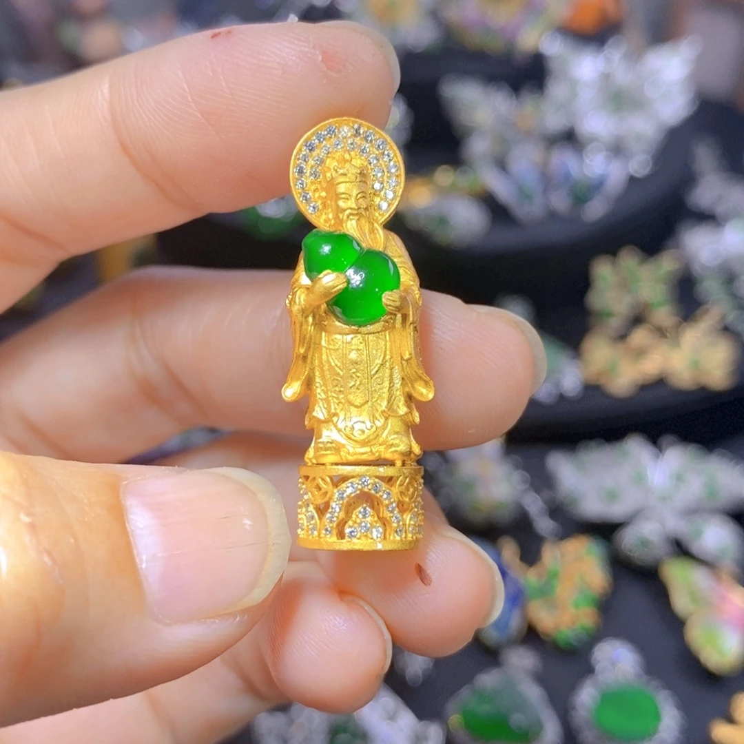 翡翠银S925镶嵌吊坠(不含链)天然翡翠