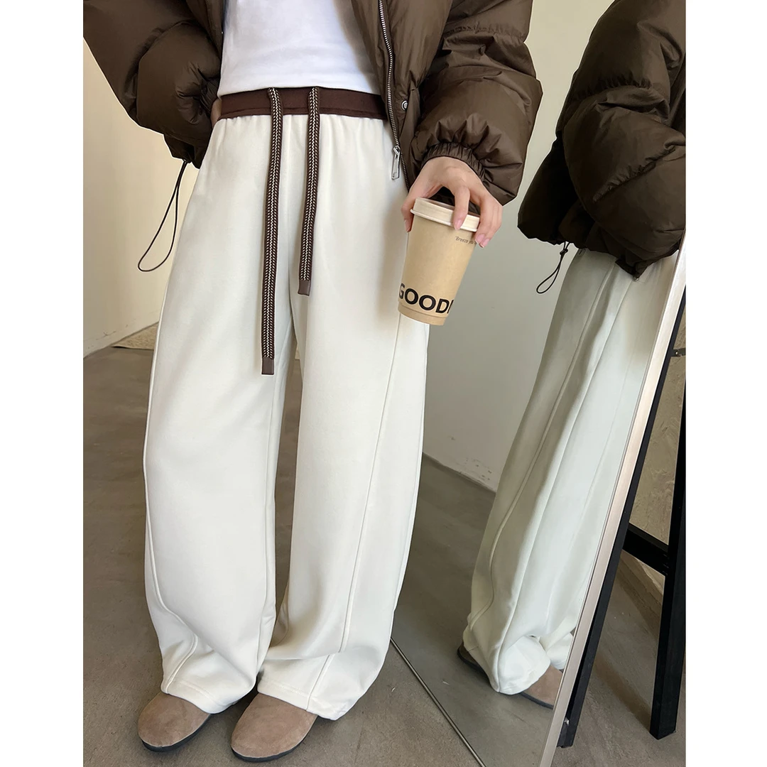 T台T-PLATFORM冬季新款厚绒显瘦卫裤运动休闲阔腿裤女83369