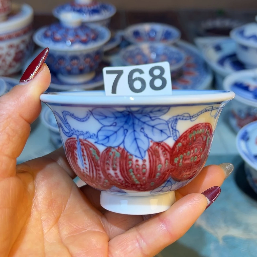 杯青花红釉里红原矿