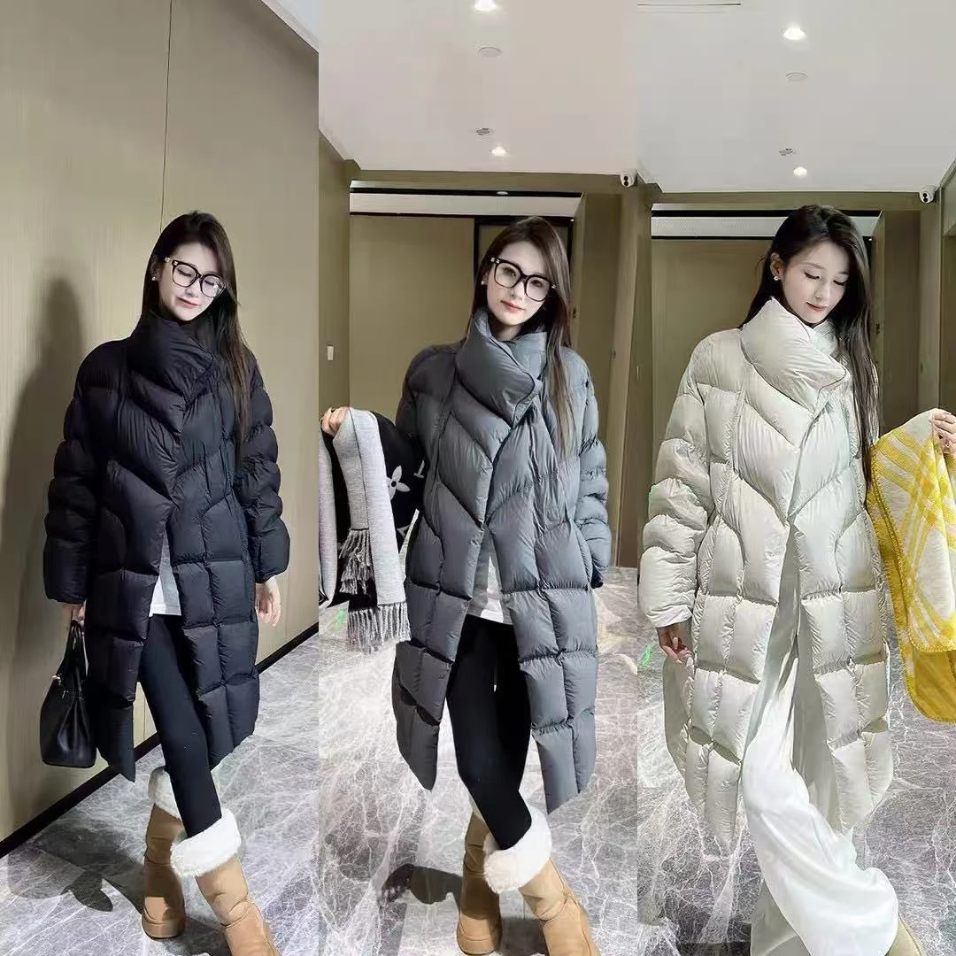 时装周走秀款中长款江南风慵懒感泡芙气质羽绒服国标90白鸭绒外套