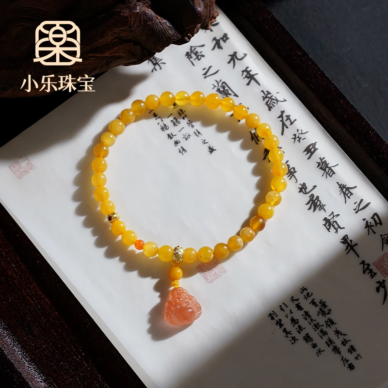 高级感蜜蜡南红佛公单圈高级女式手链多样性发一-10195