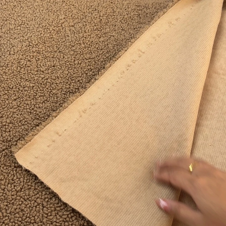 混纺深咖色羊羔毛1米