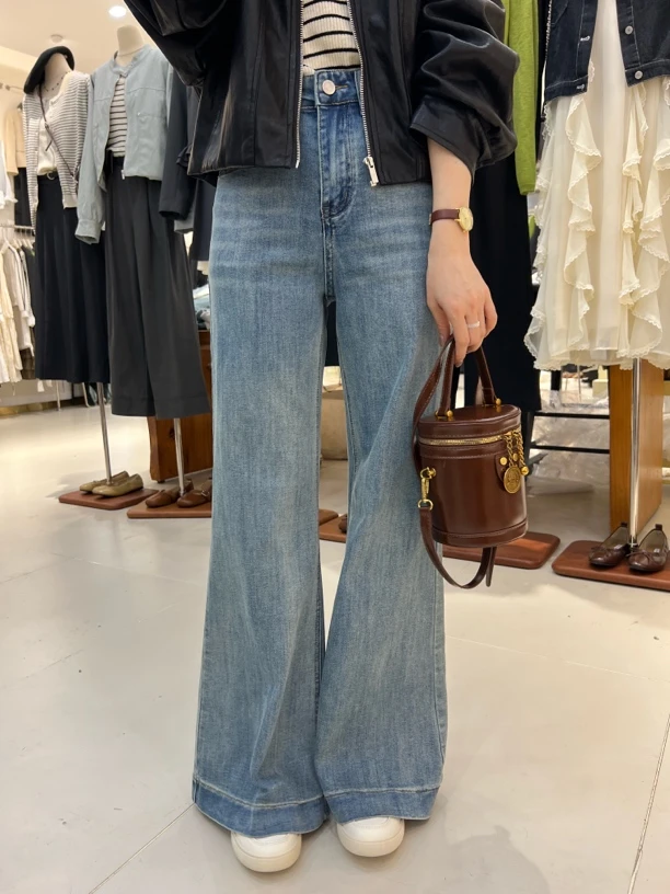 【鞠子Ju】9210#适合高个女生显腿瘦长弹力微喇拖地牛仔裤(长约104)