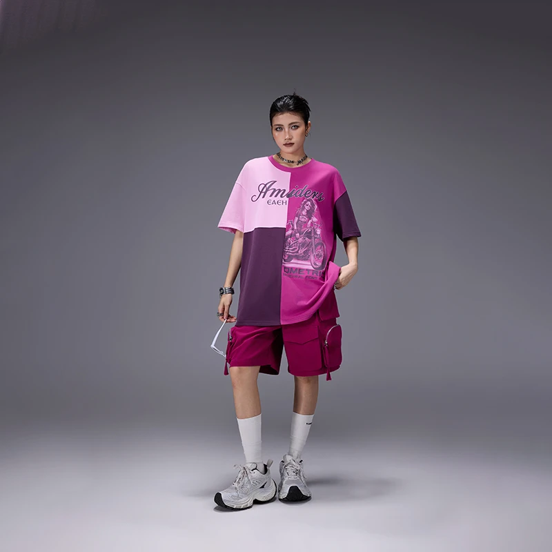 短袖套装休闲夏季宽松潮流印花国潮嘻哈上衣x50891