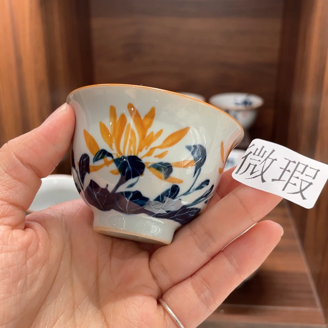 釉下手绘茶具微瑕