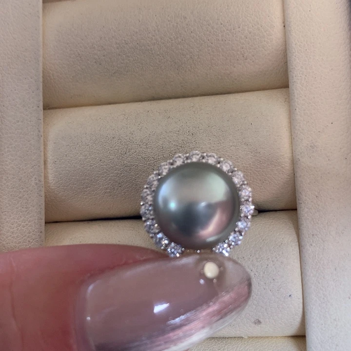 银S925镶嵌戒指海水珍珠
