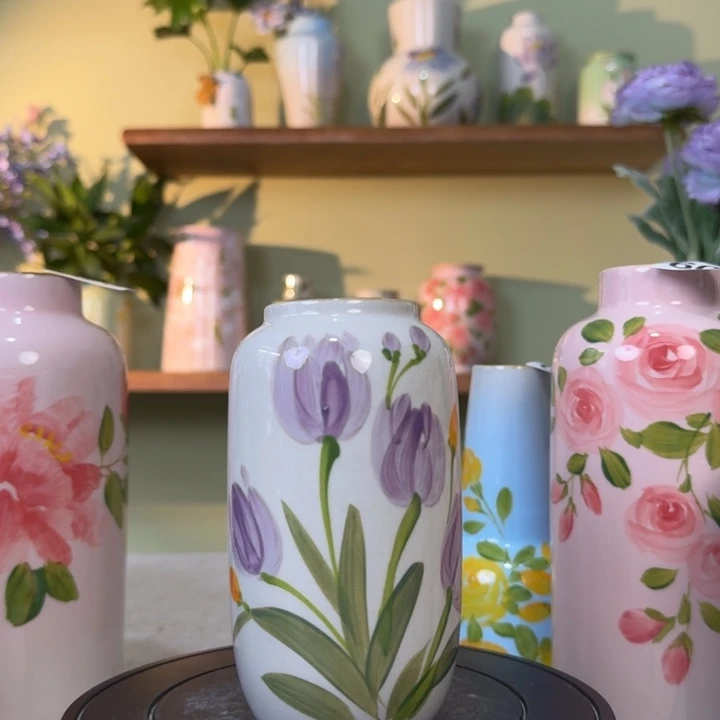 景德镇陶瓷手绘花瓶摆件无孔