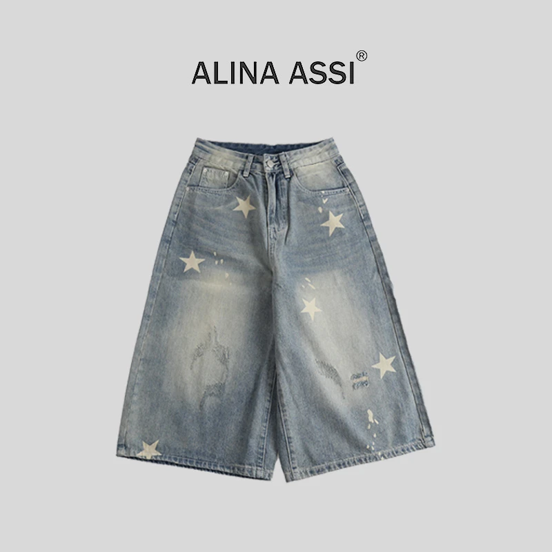 【糯米姐】2025夏季新款百搭薄款牛仔七分裤AM1589