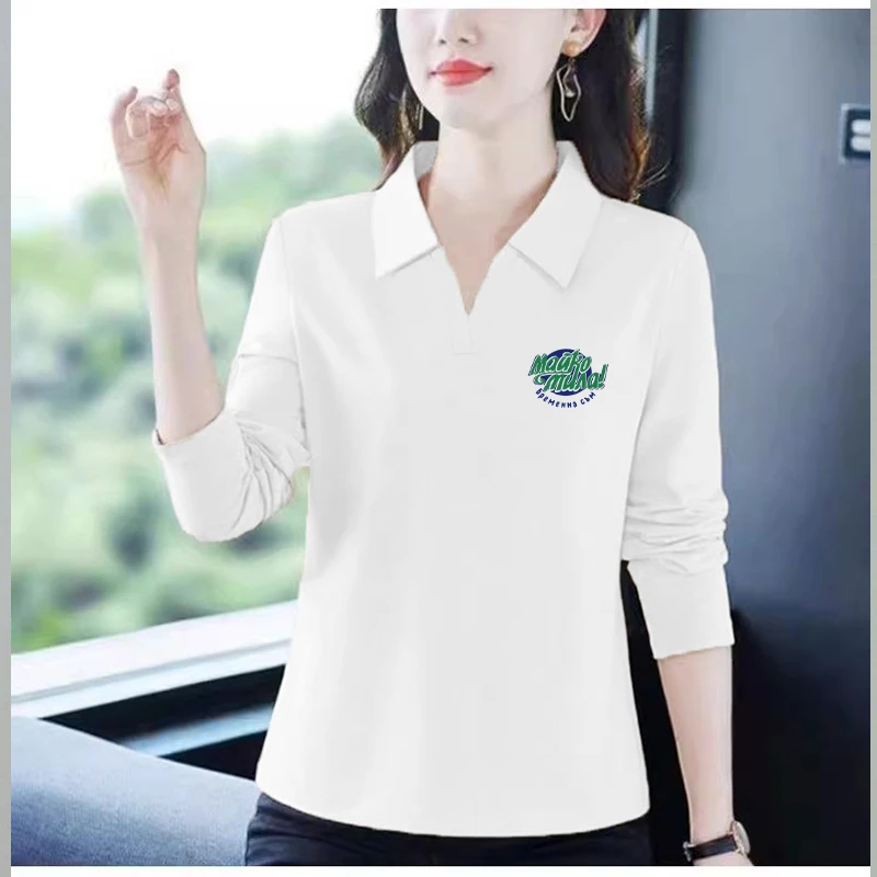 纯棉大码长袖t恤春秋2025新款气质减龄POLO衫流行时尚潮牌女装ins