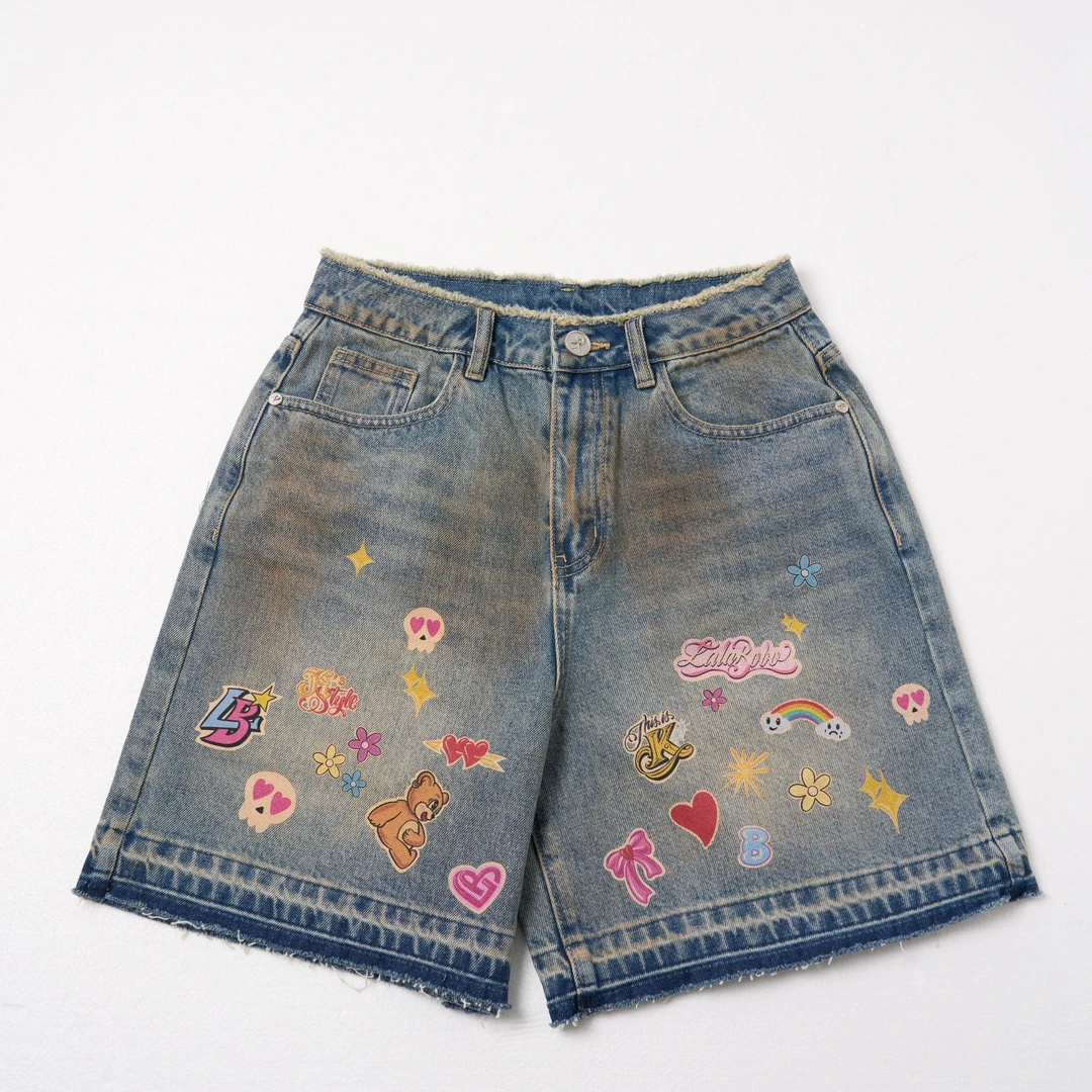 金源LALABOBO款新款涂鸦牛仔短裤LBEA-WXZD12