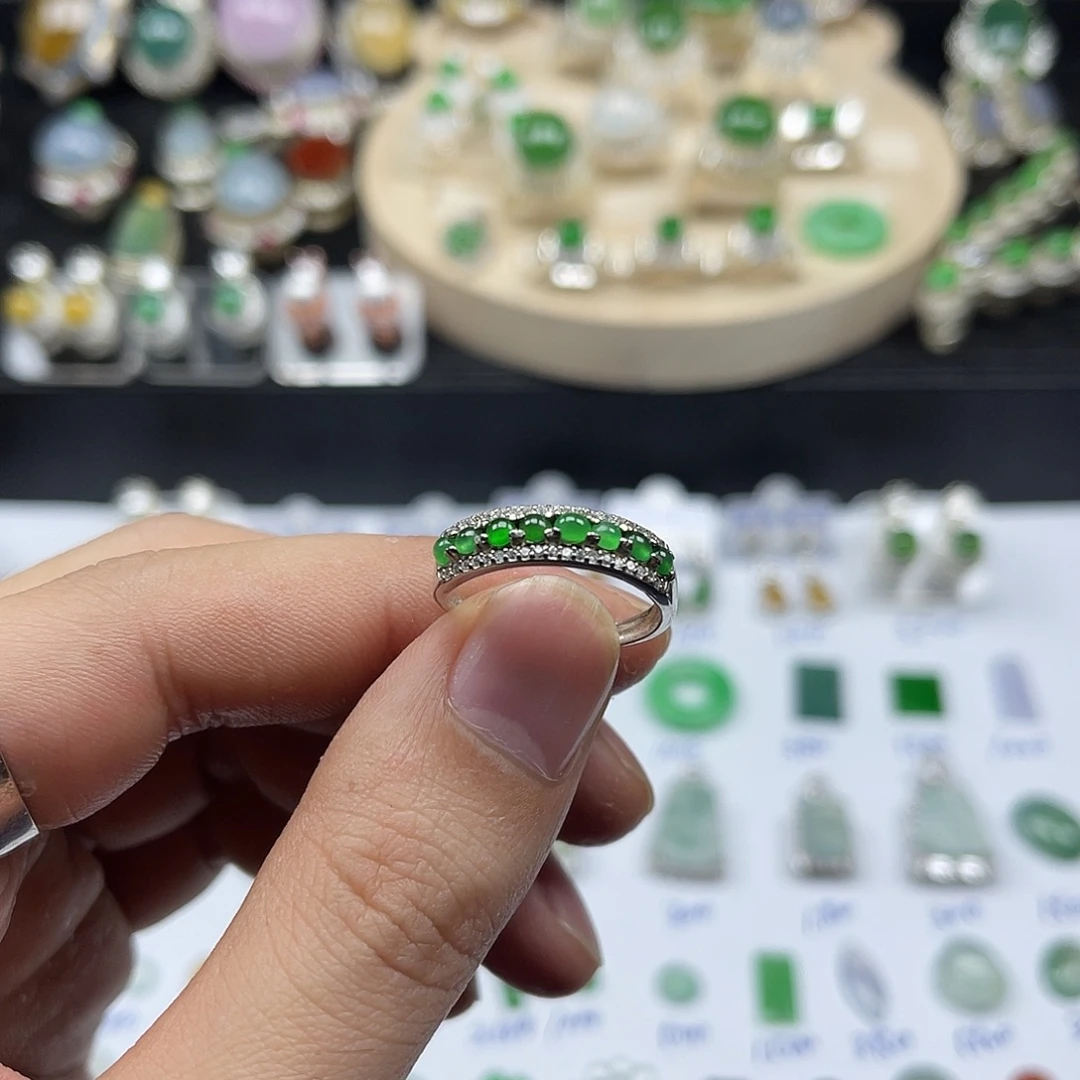 翡翠银S925镶嵌戒指