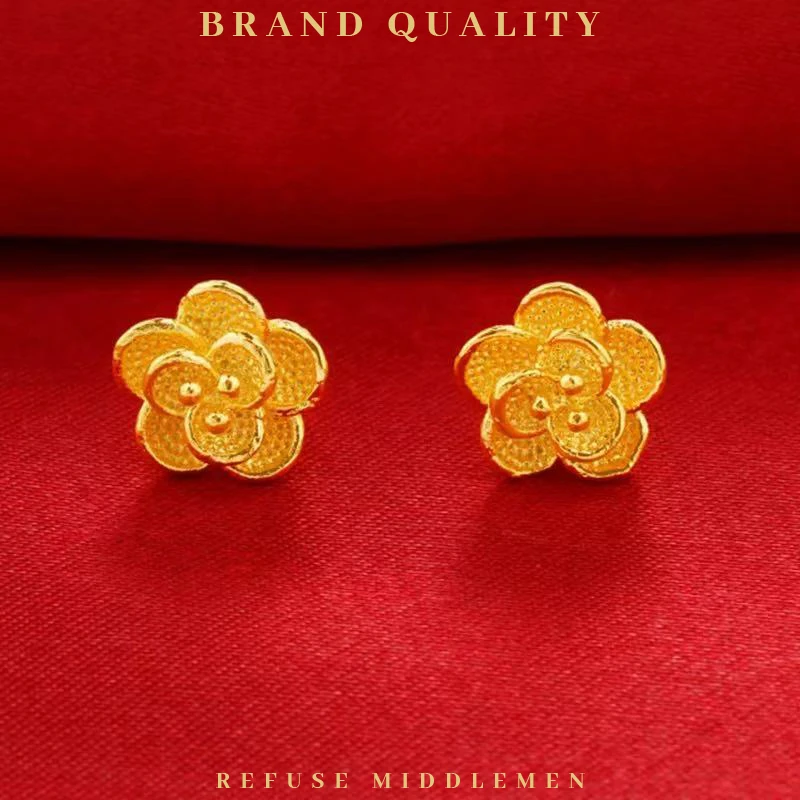 【新粉礼物】铜合金Rigato金属拉丝工艺光铃兰耳钉