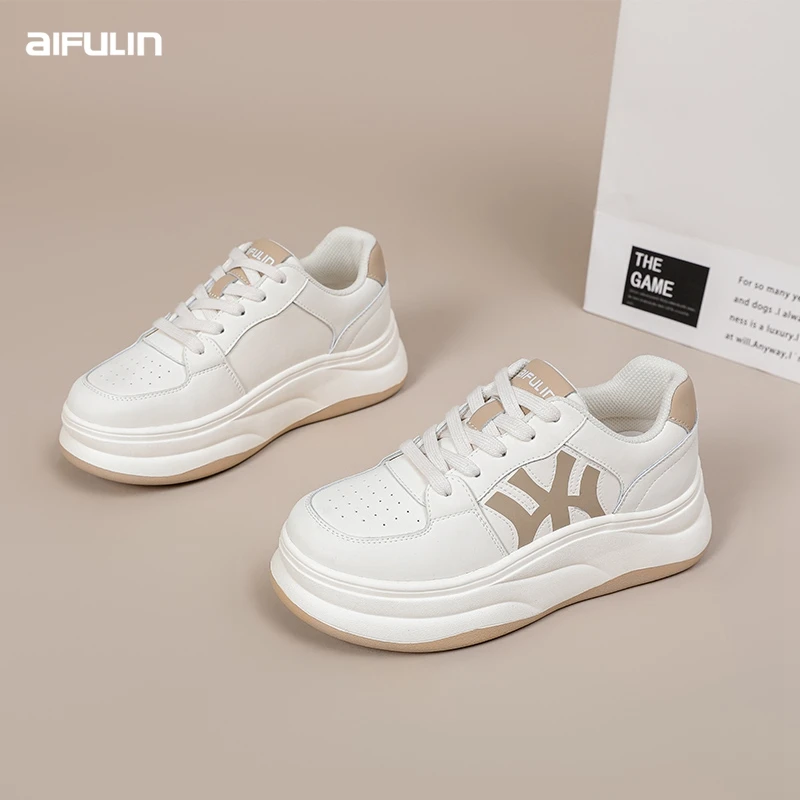 厚底小白鞋女2025春新款百搭时尚运动休闲鞋增高系带轻便学生板鞋