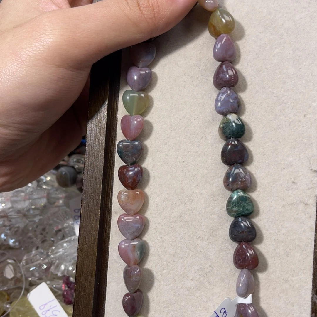 银S925镶嵌烟晶手链印度玛瑙爱心卡12