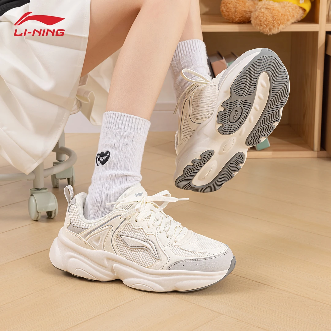 李宁奶椰女款老爹鞋2025新品软底增高透气百搭运动鞋轻便休闲鞋子