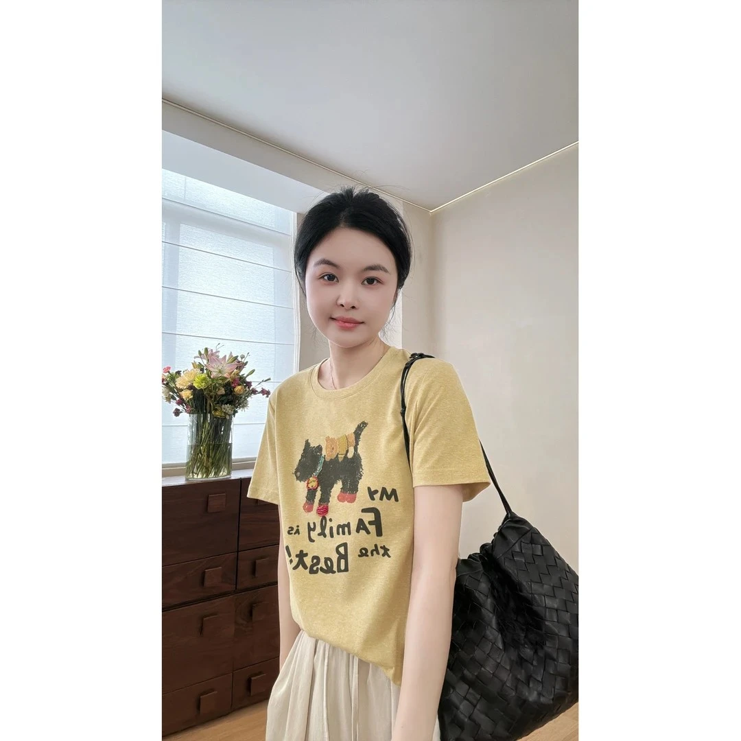 超软小狗数码复古短袖T女