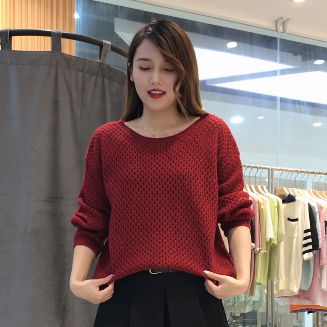 2025早秋季新款韩版时尚百搭圆领长袖针织衫女宽松显瘦毛衣上衣