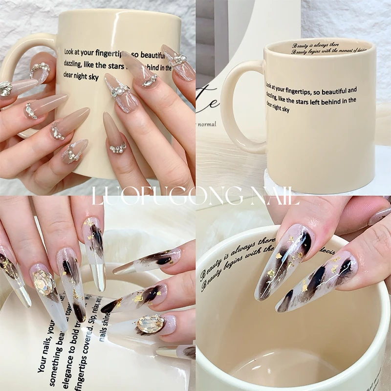 ins风美甲拍照道具杯马克杯陶瓷杯穿戴甲拍摄百搭显白神器定制版