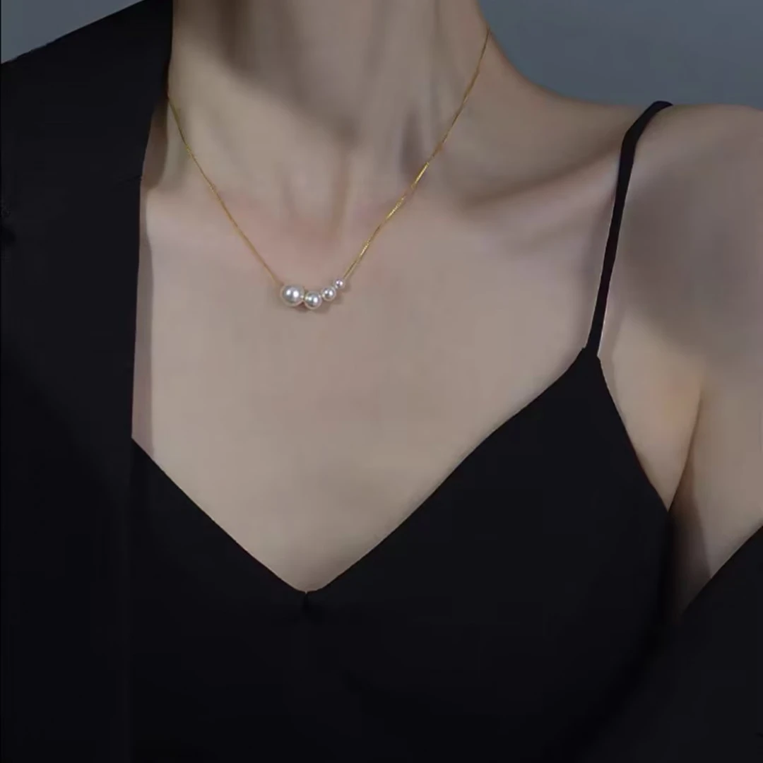 天然珍珠项链女S925银锁骨链高级感小众设计生日精美百货小饰品