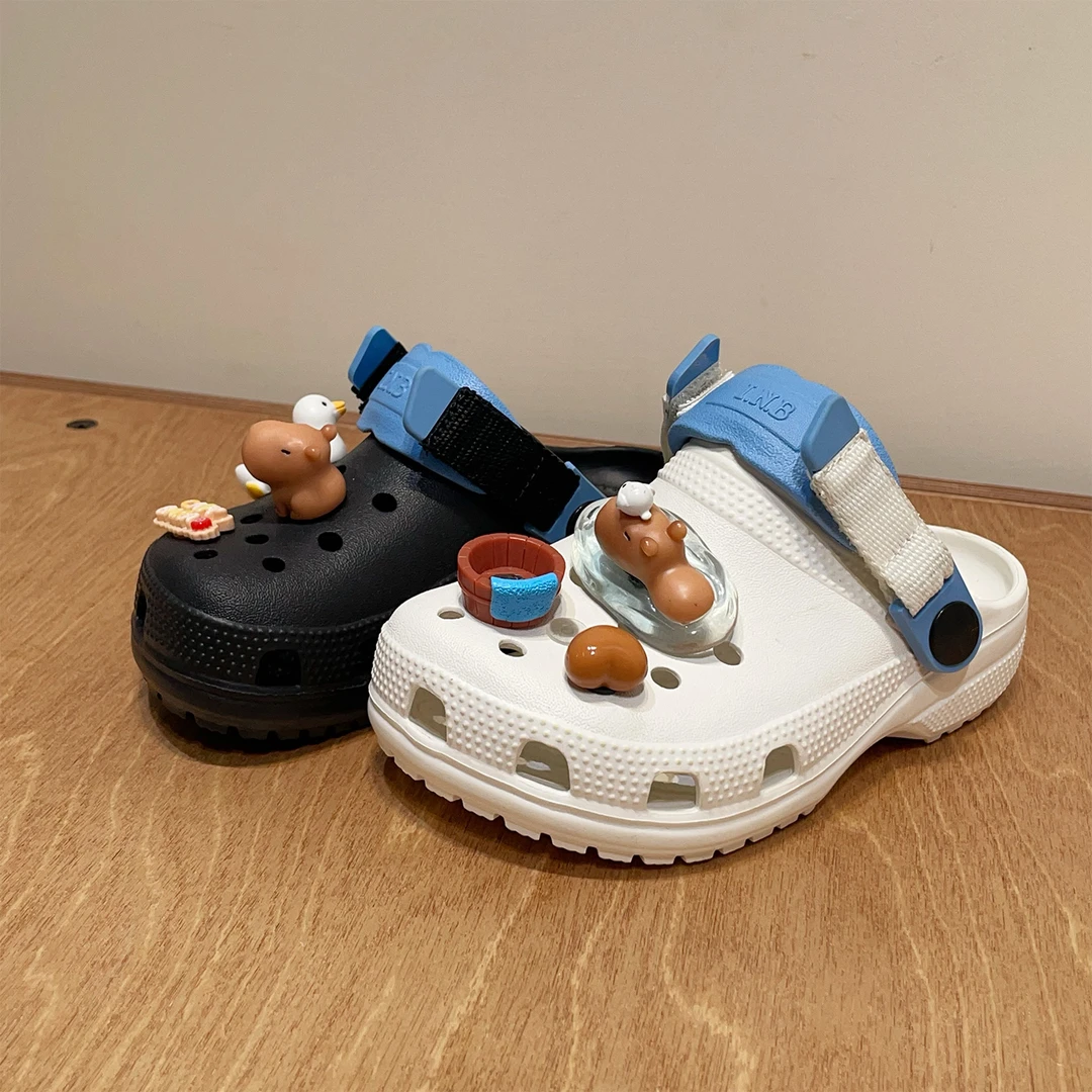 左左家夏季新款儿童卡通DIY创意洞洞鞋中大童时尚休闲包头凉拖鞋