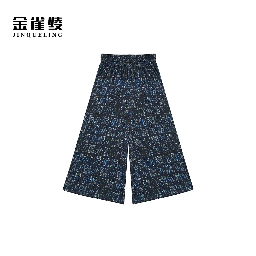 金雀绫【深海秘境】静奢老钱风复古加宽加大九分休闲裤SZBQ356