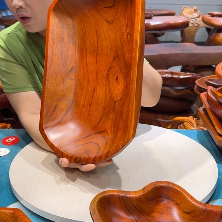 木香樟实木椭圆果盘