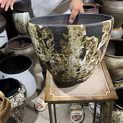 紫砂花盆口34高度28黑姹
