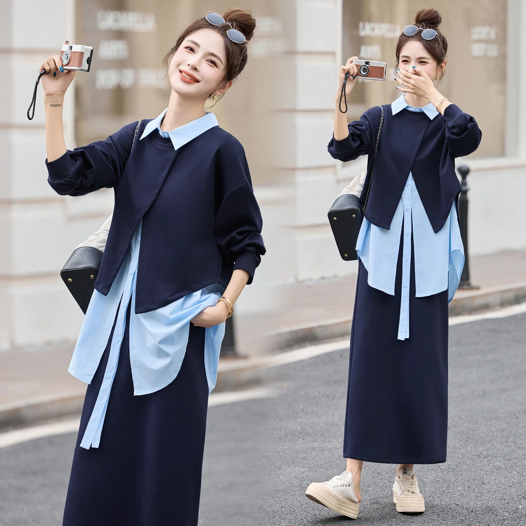 设计感不规则衬衫套装女2025春秋新款慵懒风休闲时尚半身裙三件套