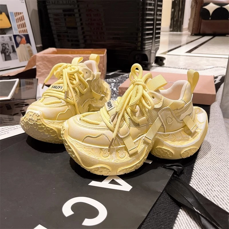 老爹鞋女ins超火厚底松糕擦色小飞尾小个子增高帅气休闲运动鞋