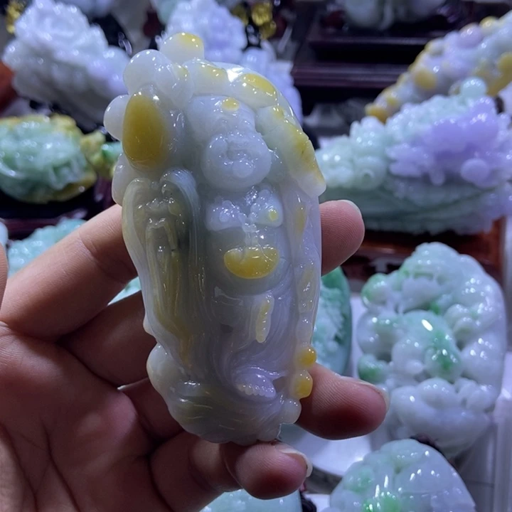 翡翠未镶嵌把件福寿双全