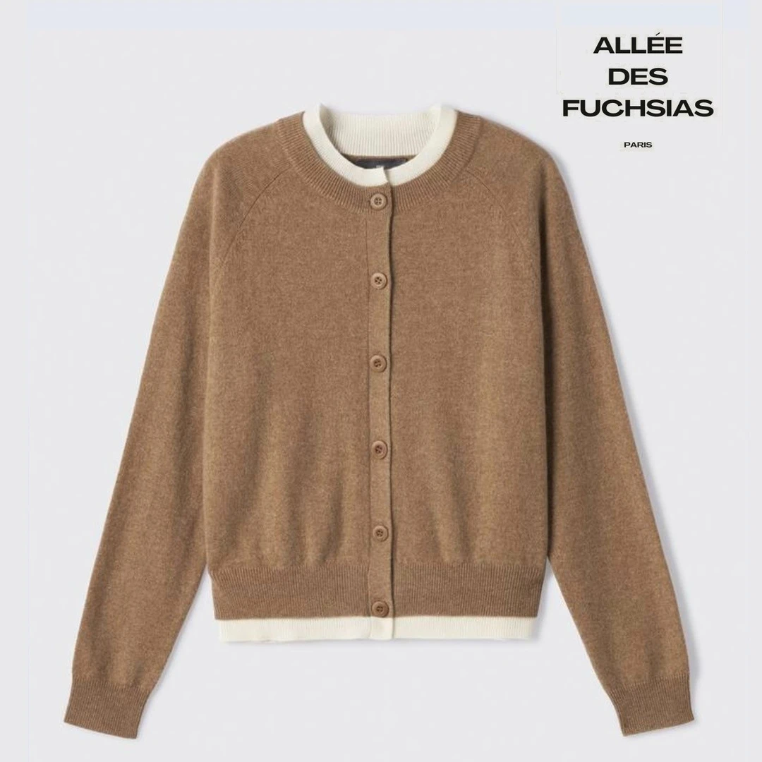 未使用 Ralph Lauren/拉夫劳伦 法国轻奢羊绒混纺雅丹风针织开衫